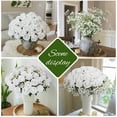 Artificial Flower Bouquet 35 Pcs White Roses With 15 Pcs Baby Breath ...