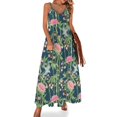 thumbnail image 1 of Pájaros y flores de bambú: vestido sin mangas verde azulado oscuro, vestidos de noche de lujo , vestido de dama de honor para mujer, 1 of 7