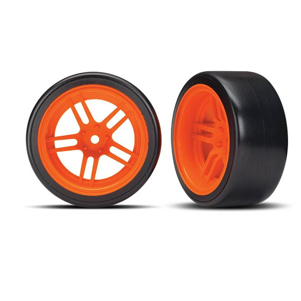 Tires and wheels, assembled, glued (splitspoke orange wheels, 1.9