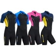 thumbnail image 2 of 1.5mm Wetsuits Couple Diving Suit One-piece Swimsuit with Front Zip Short Sleeved Shorts Breathable Sports Dive Skins Surf Suit Women's Pink XXL, 2 of 8