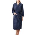 thumbnail image 1 of CNKOO Peignoir de Bain Absorbant pour Femmes Peignoir Gaufré Uni Robe de Spa Maison Robe de Nuit - Bleu Foncé, 1 of 8