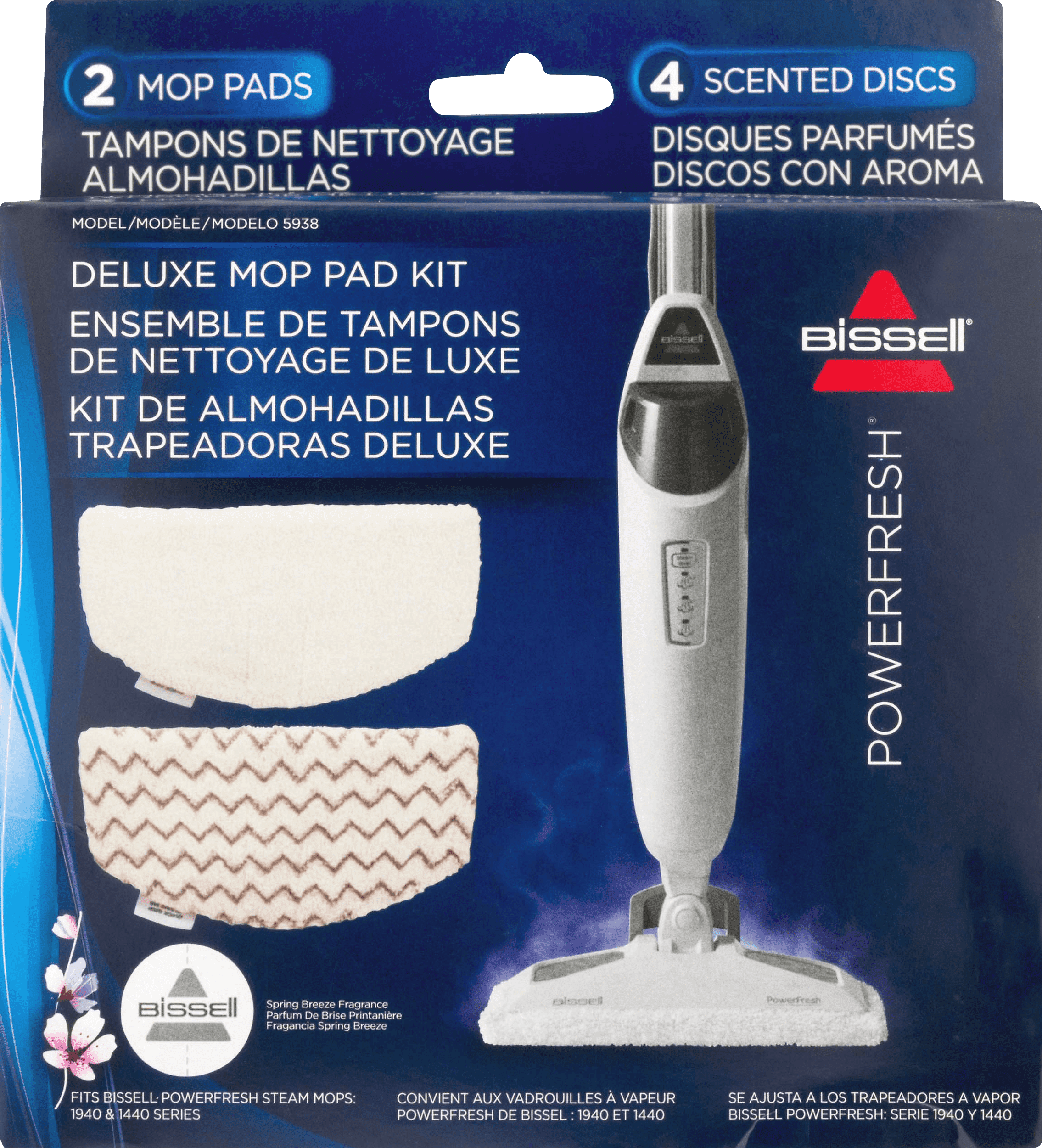 Bissell PowerFresh DELUXE MOP PAD KIT 2-Replacement Steam Pads 5938 1940 1440 