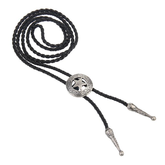 Corbata de bolo vintage jinwen PU cuero estrella colgante