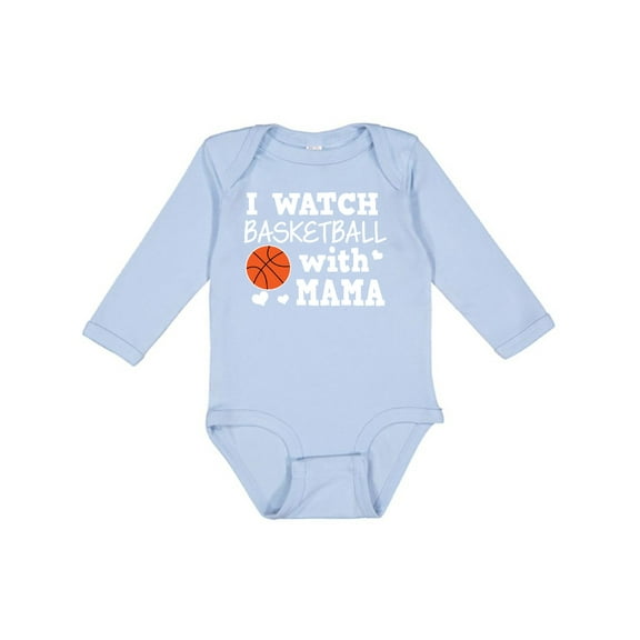 Inktastic I Watch Basketball with Mama Boys Long Sleeve Baby Bodysuit