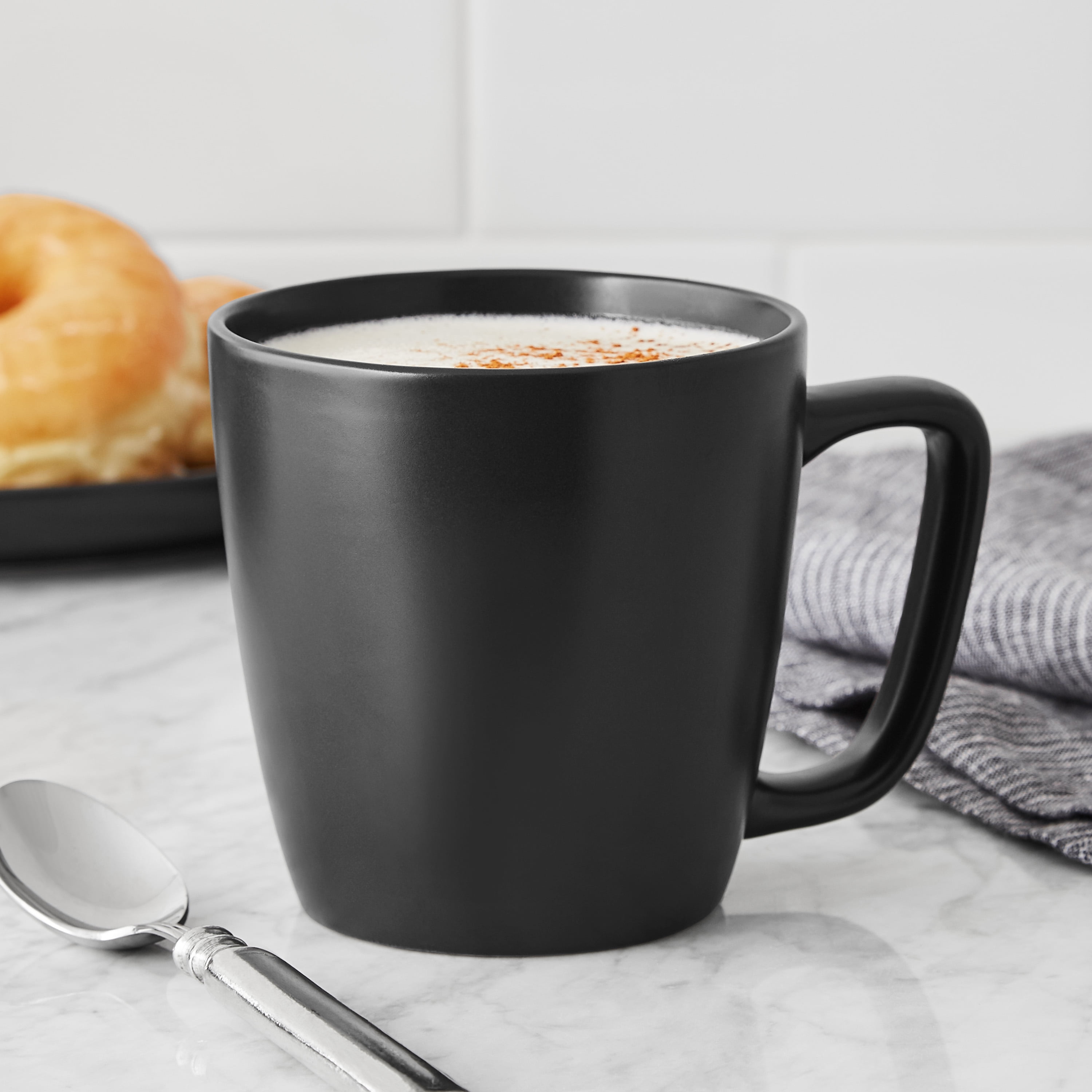 Mainstays Alessandra 14oz Matte Black Stoneware Mug, Coffee Tea Hot  Beverage Cup - Walmart.com