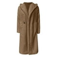 thumbnail image 5 of Women's Winter Plus Size Trench Coat Long Sleeve Plush Coat Color: Gold Size: L, 5 of 5