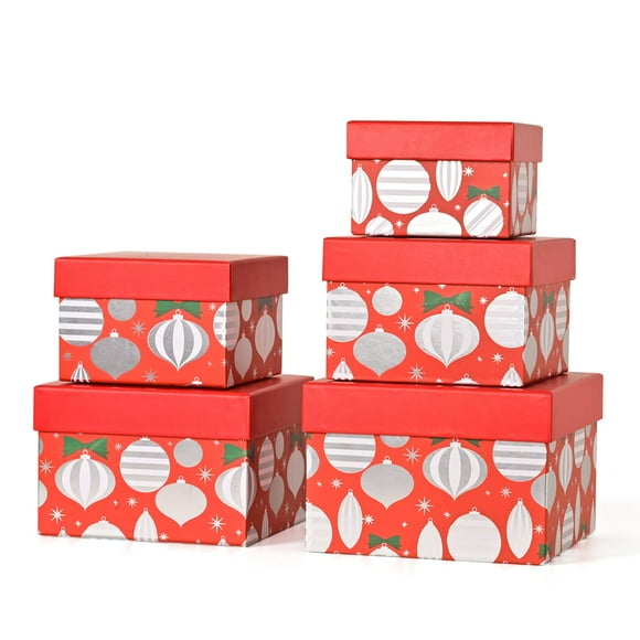 Caja de almacenamiento PAPER FAIR, juego de 5 cajas de regalo de Navidad