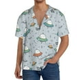 thumbnail image 3 of Vsdgher Spaceship Print Men's Wrinkle Free Untucked Cuban Shirt Business Casual Button Down Shirts Short Sleeve Shirt, 3 of 7