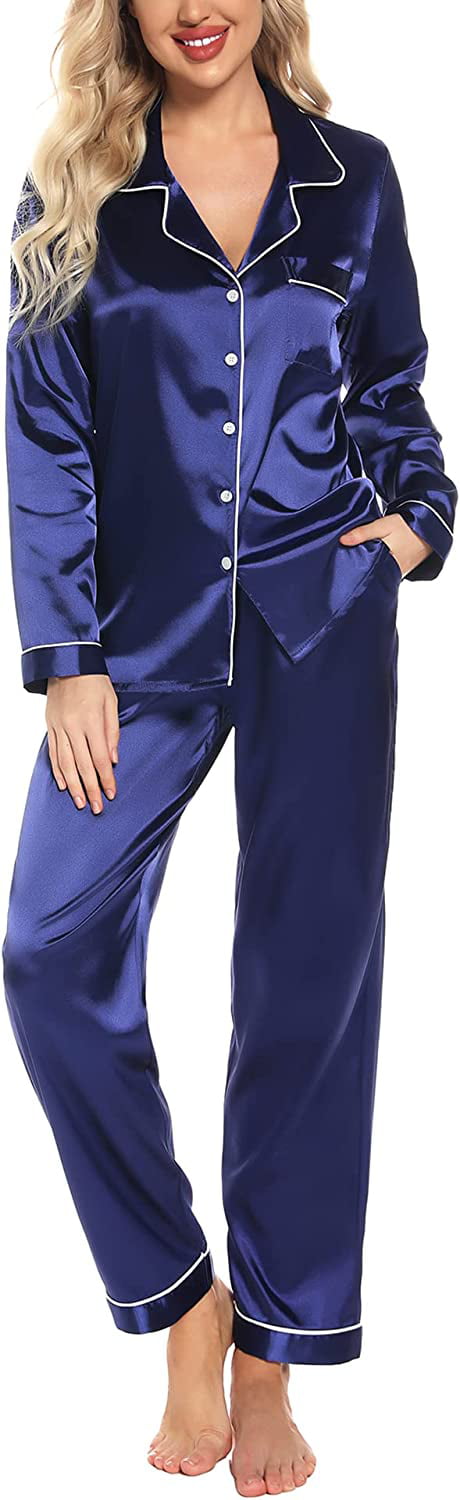 Jolie Vaughan Mature Women's Online Clothing Boutique Satin Pajamas Set | Long Sleeve Pajamas | Mature Women's Loungewear Small / Taupe