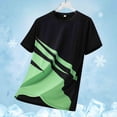 thumbnail image 3 of LPZOOGU Men's Striped T-Shirt Short Sleeve Crew Neck Casual Summer Tee Diagonal Color Block Print Athletic Sport Shirt, 3 of 4