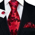 thumbnail image 3 of Barry.Wang Men's Tie Set with Handkerchief Cufflinks Flower Paisley Silk Necktie Wedding Business Party, 3 of 4