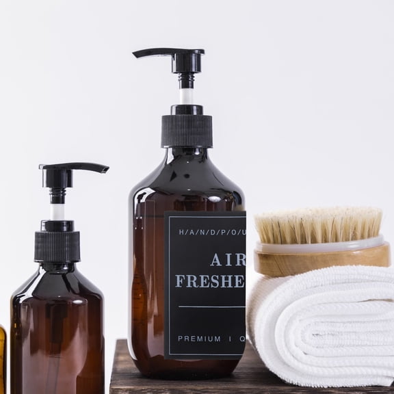 LEORX Stylish Black PVC Bathroom Labels for Organizing Shampoo and Lotion Bottles