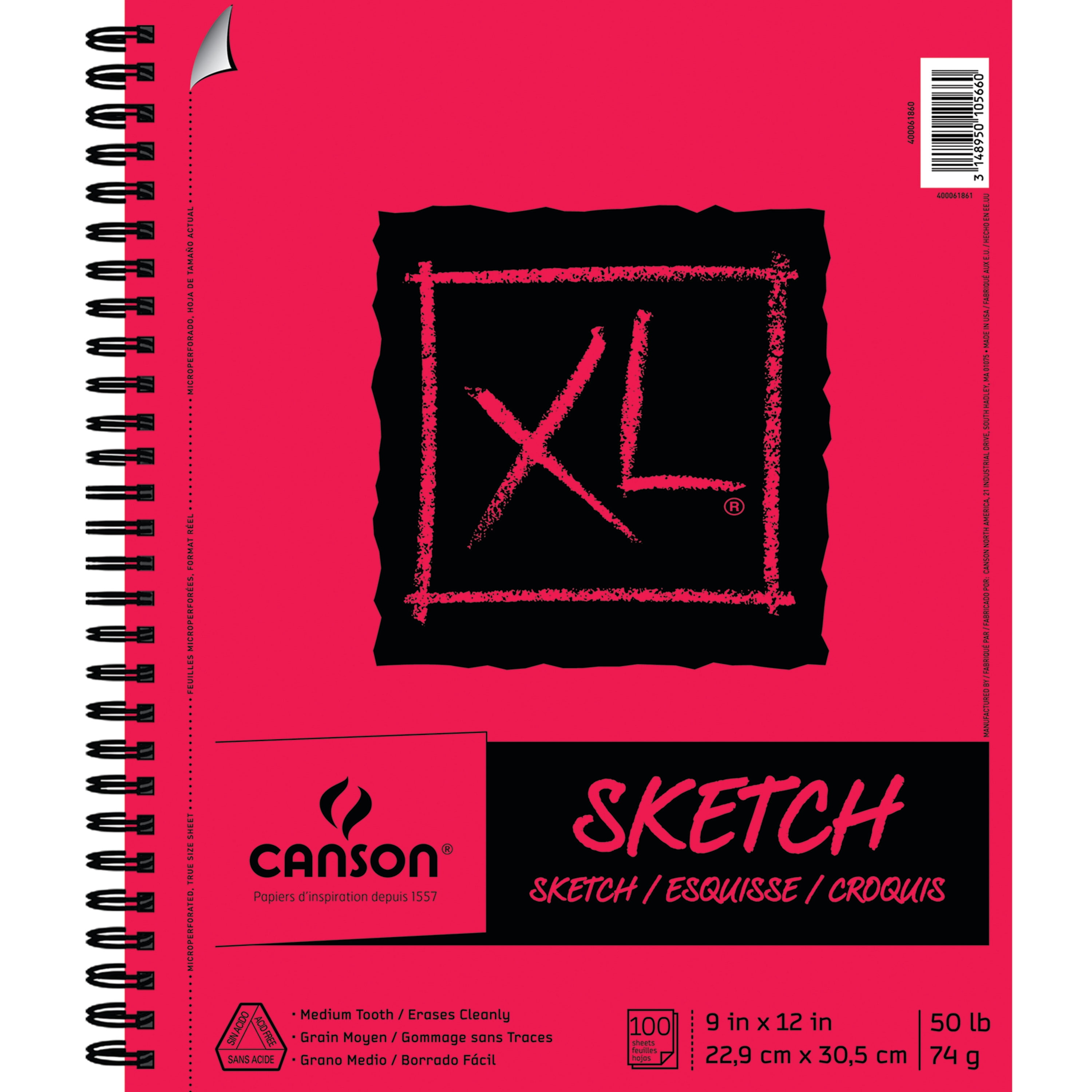 Canson XL Sketch Pad, 9" x 12", 100 Sheets/Pad