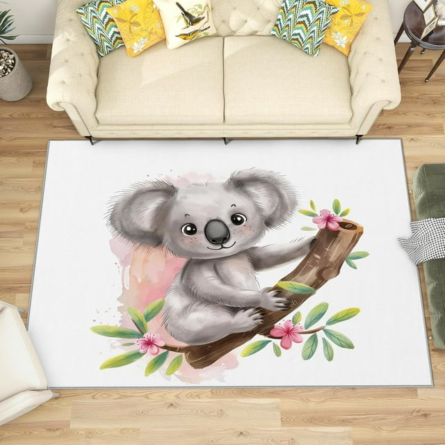 3x5 Rug, Koala Door Mat Washable Non Slip Soft for Entryway, Cute Cartoon Animal Rug, Kids Nursery Carpet, Koala Home Decor & Gifts