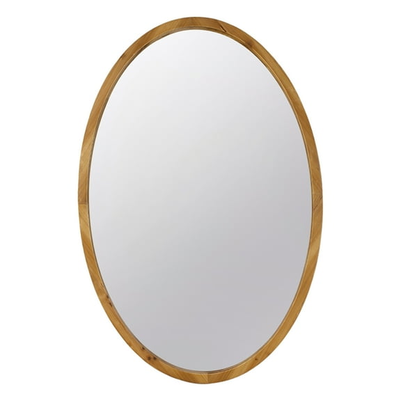 A&B Home Oval Wood Wall Mirror - 23.5" x 2" x 35.5" - Brown