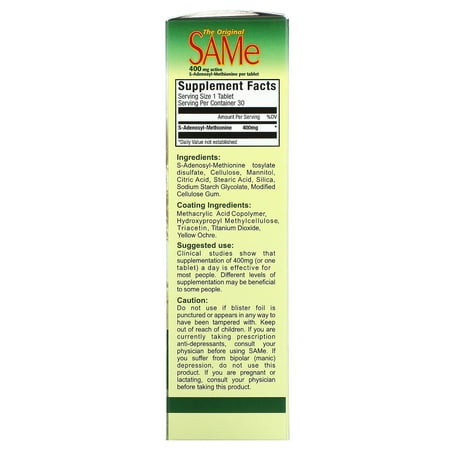 NutraLife The Original SAMe, 400 mg, 30 Enteric Coated Tablets