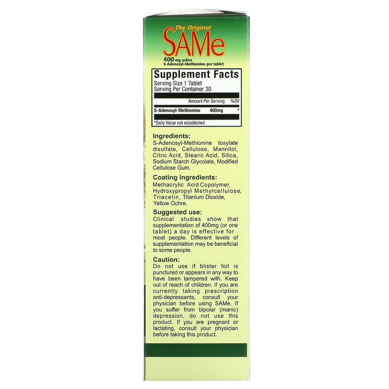 SAMe ( Disulfate Tosylate), 400 mg, 60 Enteric Coated Tablets