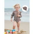 thumbnail image 5 of BemeyourBBs Toddler Baby Girl Floral Swimsuit Infant Girl Bathing Suit One Piece Swimsuits with Sun Hat Set Long Sleeve Rash Guard Swimwear Zipper Summer Beach Wear, 5 of 9