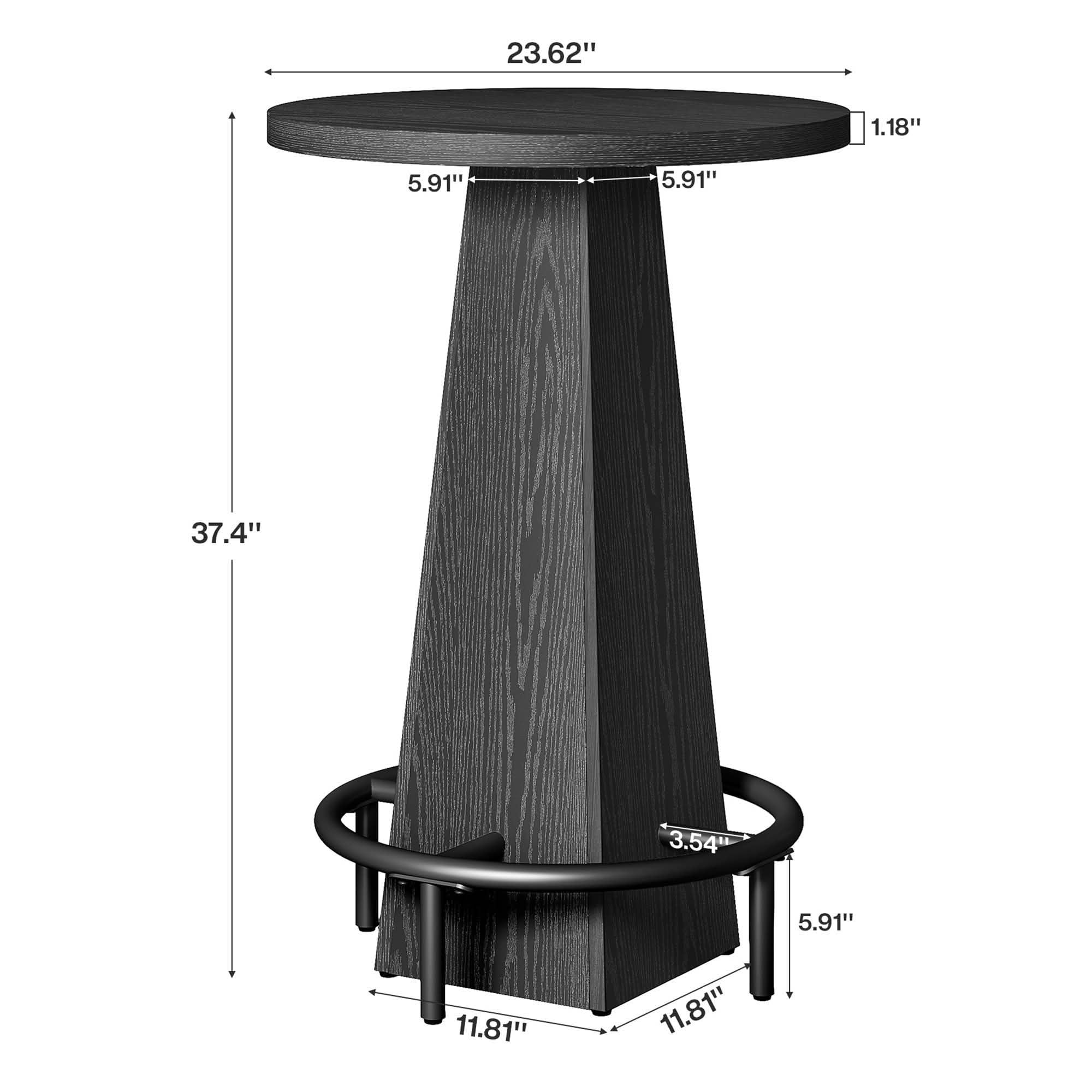 MAYEERTY 23.7" Round Cocktail Pub Table, Space-Saving Modern Rustic Table for Home Bar & Office Lounge, Anti-Wobble Stable Design