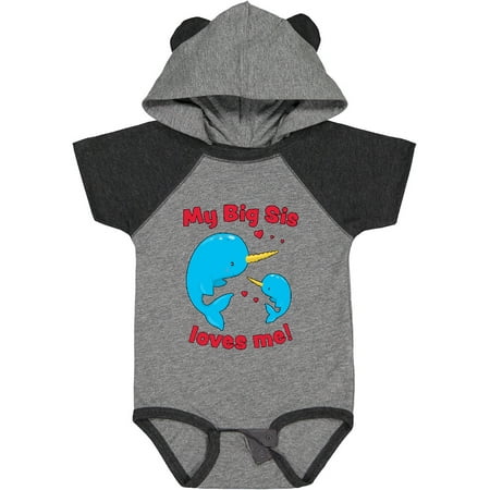 

Inktastic My Big Sis Loves Me Narwhal Family Gift Baby Boy or Baby Girl Bodysuit