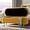 Yellow, variant on 50" Velvet Bedroom Storage Bench with 2 Additional Ottomans, Upholstered End of Bed Bench with Gold Legs,Flipping Lid Entryway Footrest