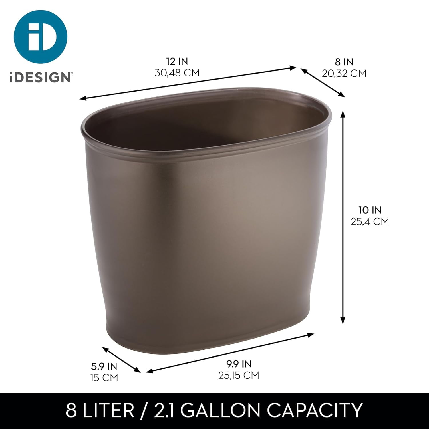 Slim Plastic Bathroom Trash Can Small Garbage Bin for Bedroom Office Desk Dorm Bronze