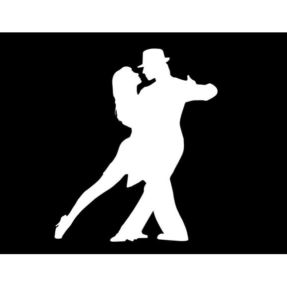 ND129W Latin Dance Pair Woman On Left Decal Sticker | 5.5-Inches By 4.6-Inches | Car, Truck Van SUV Laptop Macbook Decal | White Vinyl
