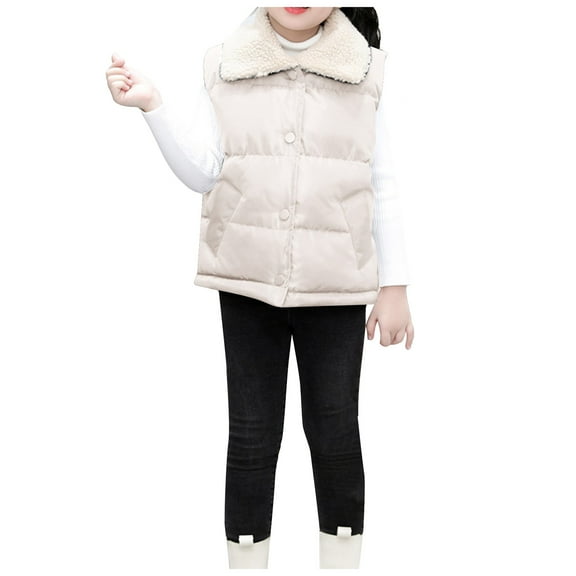 Gubotare Kids Down Jacket Boys Puffer Vest Kids Zipper Winter Quilted Sleeveless Jacket with Pockets Size 6-7 (White,6-7 Years)