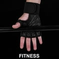 thumbnail image 4 of Guantes de entrenamiento deportivo con muñequeras y acolchado de silicona para levantamiento de pesas, dominadas y entrenamiento cruzado (negro), 4 of 6