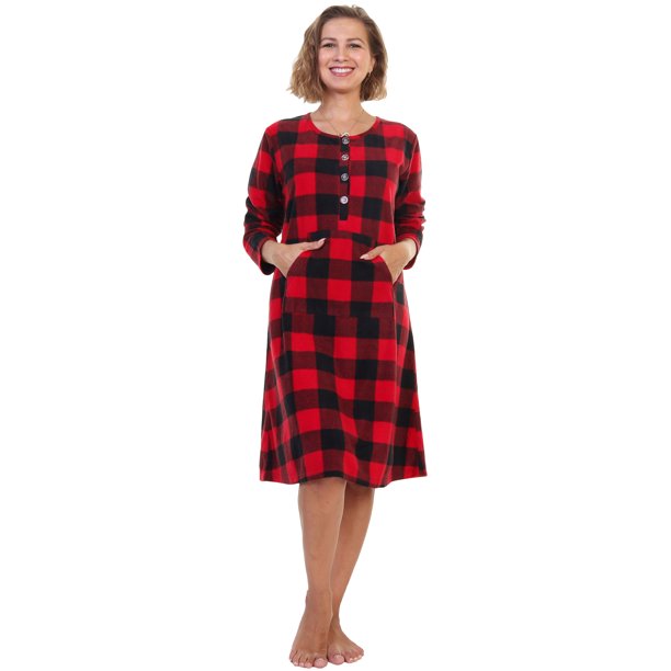 hanes women's cozy fleece nightgown with long sleeves