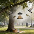 thumbnail image 4 of Tuvgenk Squirrel Proof Wild Bird Feeders Outdoor Hanging Platform Bird Feeder Black Hopper Decorative Plastic Garden 9x9x8 inch, 4 of 6