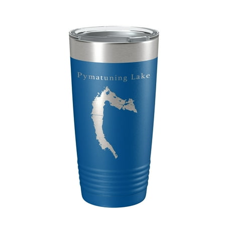 

Pymatuning Lake Map Tumbler Travel Mug Insulated Laser Engraved Coffee Cup Ohio Pennsylvania 20 oz Royal Blue