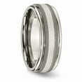 thumbnail image 4 of Titanium Polished /Stone Finish Center Grooved Edge Sterling Inlay Band Size: 14; for Adults and Teens; for Women and Men, 4 of 6