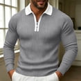 thumbnail image 2 of Kvture Men's Knit Golf Shirts Business Casual 1/4 Zip Collar Tshirt Summer Tee Long Sleeve Classic Color Block Tees Gray Pullover XXXL, 2 of 5