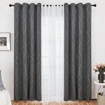 Deconovo 4 Pcs Blackout and Sheer Curtains for Adults, Bedroom/Living Room, Dark Gray-White, 42"x84"