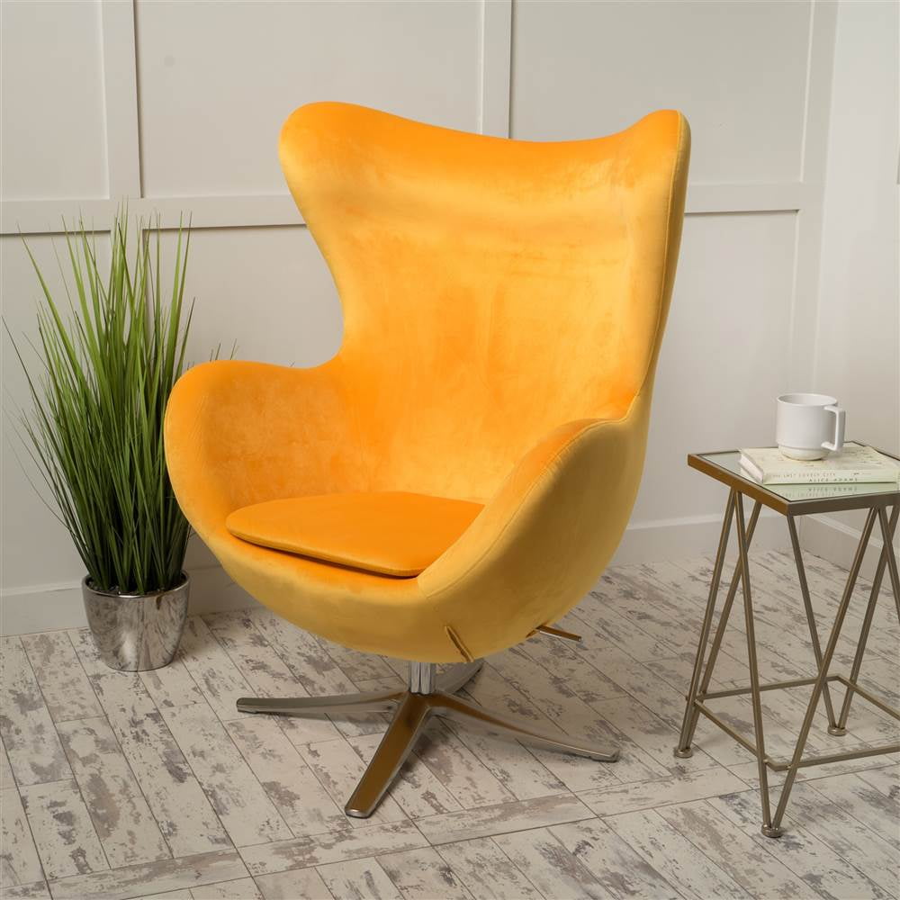 Velvet Swivel Chair in Orange