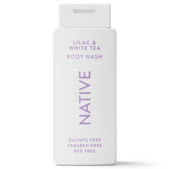 Native Body Wash, Lilac & White Tea, Sulfate Free, Naturally Derived Ingredients, 24hr Freshness, for Women & Men, 18 fl oz