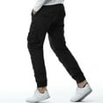thumbnail image 2 of UVEASISHA Mens Lightweight Cargo Pants Quick Dry Casual Hiking Travel Pants Stretch Slim Fit Work Pants for Men Drawstring Joggers with Zip Pockets Black 3XL, 2 of 8