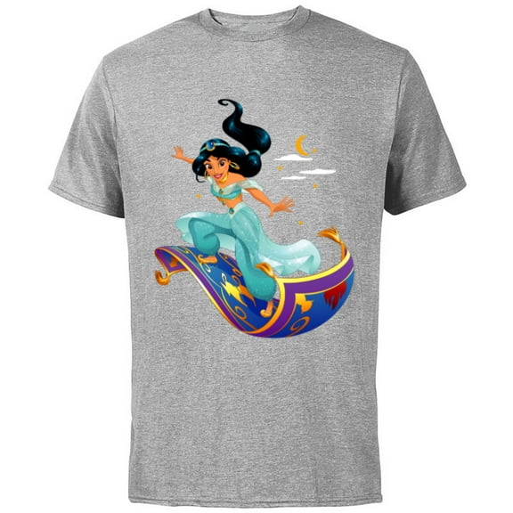 Disney Aladdin Princess Jasmine Magic Carpet Pose T-Shirt - Short Sleeve Cotton T-Shirt for Adults - Customized-Athletic Heather