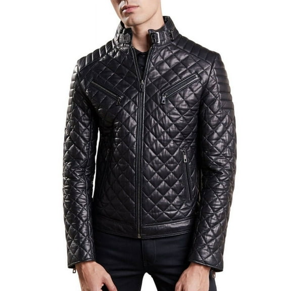 Men's Stylish Black 100% Genuine Lambskin Leather Lightweight Soft Satin lining Jackets for Men - XS Size