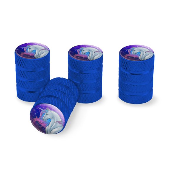 Majestic Unicorn Pink Purple Blue Tire Rim Wheel Aluminum Valve Stem Caps