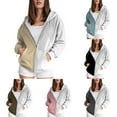 thumbnail image 4 of Hessimy Women'S Lightweight Hoodies Full Zip Up Oversized Sweatshirts With Pockets Long Sleeve Casual Hooded Jackets Essentials Hoodie Cropped Hoodie Y2k (Khaki,XS), 4 of 6