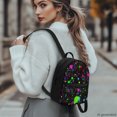 thumbnail image 3 of HELLHERO Neon Ink Splatter Small Travel Backpack, Zipper Closure Polyester Mini Backpack for Women, Adjustable Strap Daypack for Work Walking, 3 of 8