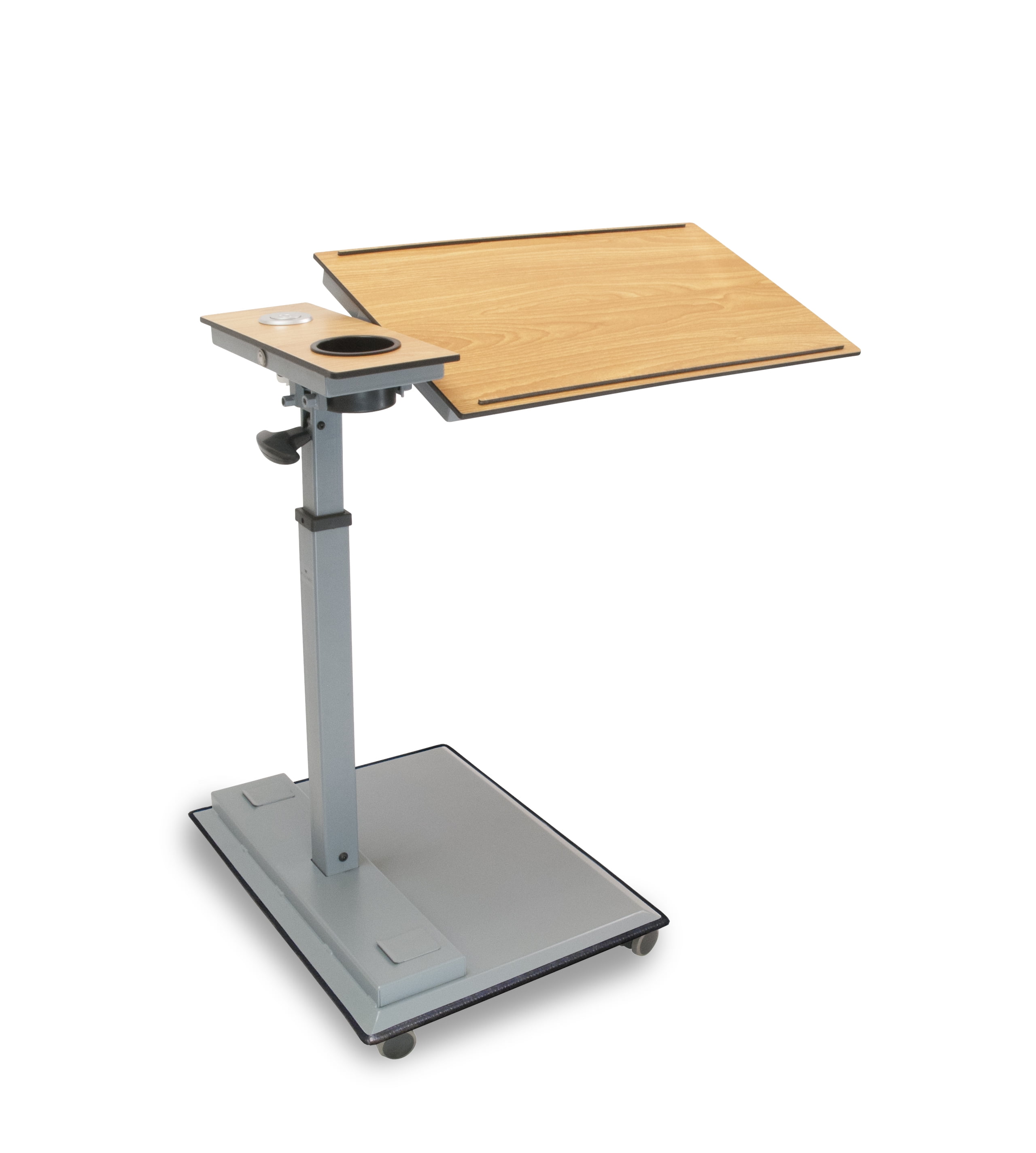 WiseLift Standing Desk / Overbed Table with 3 USB Ports and Cup Holder