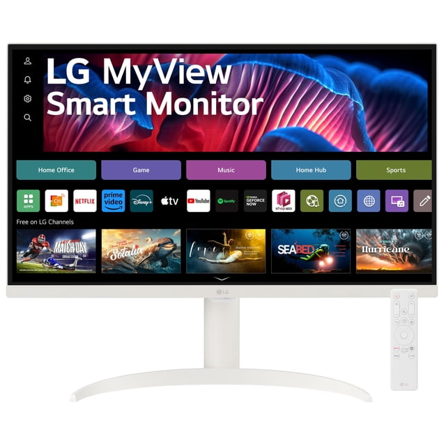 LG 27SR75U-W MyView 27 inch 4K UHD (3840x2160) IPS HDR10 USB Type-C 65W PD Smart Monitor webOS 23 AirPlay Screen Share Bluetooth ThinQ App Built-in Speaker HDMI White