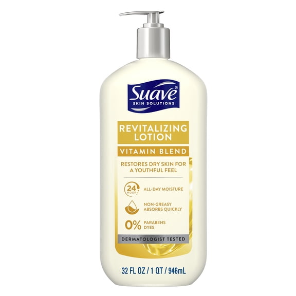Suave Skin Solutions Revitalizing Body Lotion with Vitamin E, Dry Skin Relief for All Skin Types, 32 oz