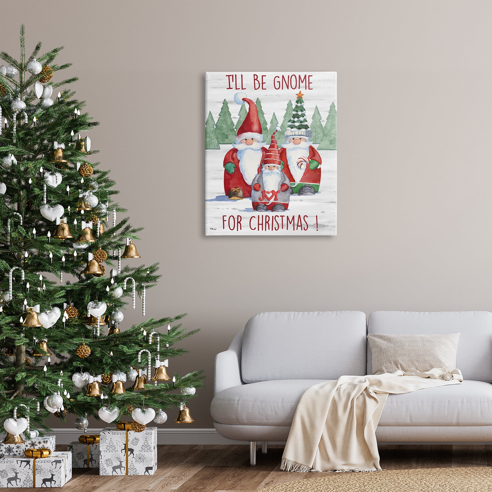 Stupell Industries Gnome For Christmas Phrase Holiday Painting Gallery Wrapped Canvas Print Wall Art, 30 x 40