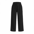 thumbnail image 4 of Women's Fashion Solid Color Elastic Waist Casual Pocket Straight Leg Loose Pants, 4 of 6