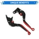 thumbnail image 5 of Palancas de freno y embrague cortas y largas para Yamaha YZF R1 2002-2003, palanca de freno ajustable en 6 posiciones, aleación de aluminio, mango negro con extremo rojo, 5 of 6