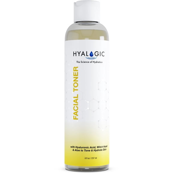 Tónico facial Hyalogic con hamamelis 8oz - Spa HA ácido hialurónico y aloe vera tónico hidratante sin alcohol astringente para la cara 8 fl oz